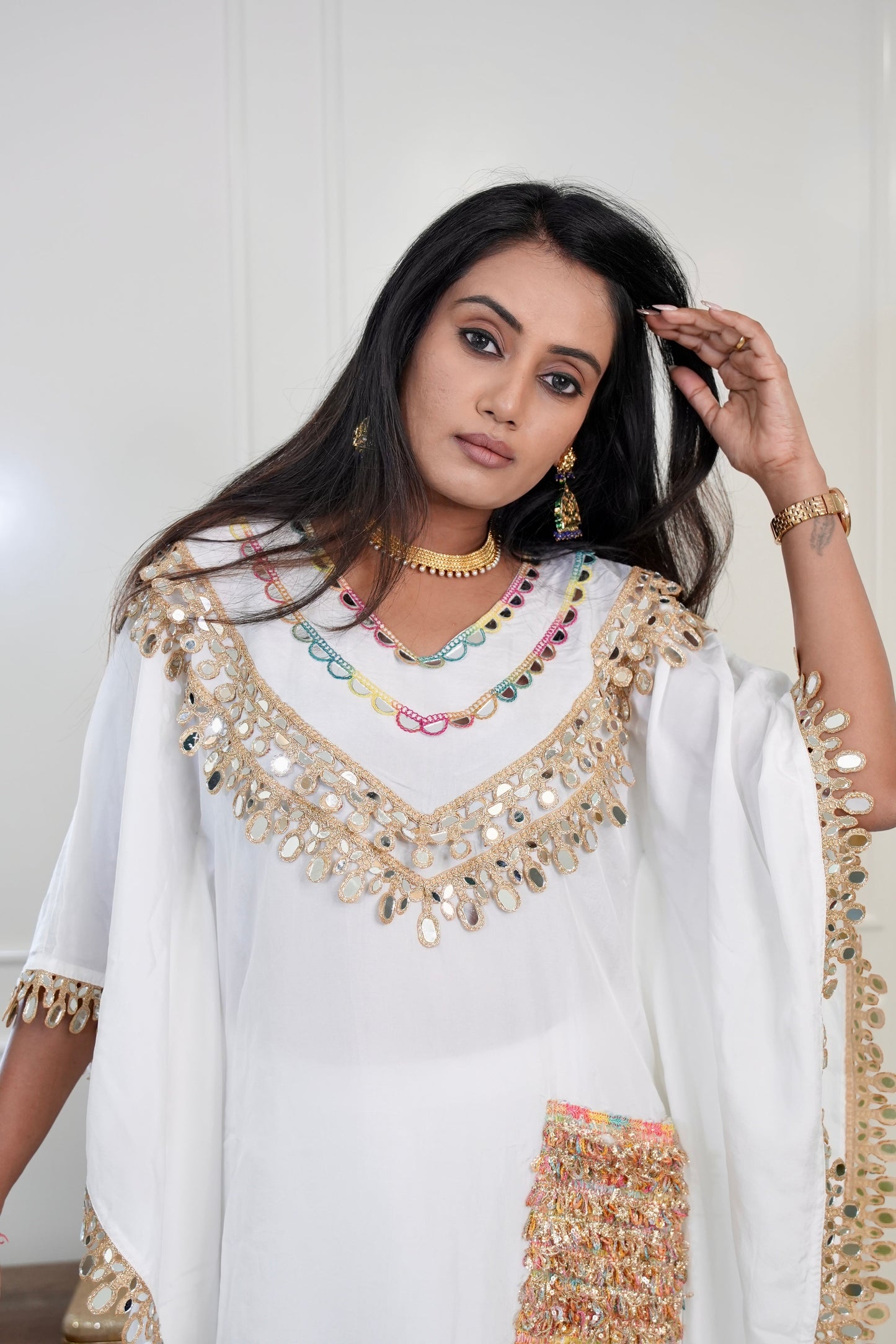 White Raw Silk Kafta Kurta With Pants