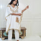 White Raw Silk Kafta Kurta With Pants