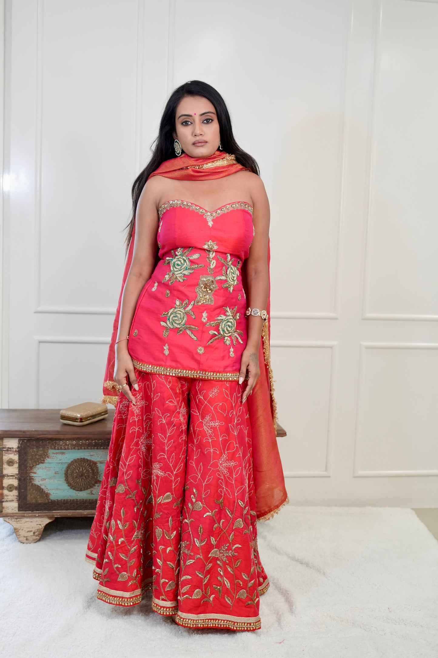 Scarlet Red Plazzo Kurta Set
