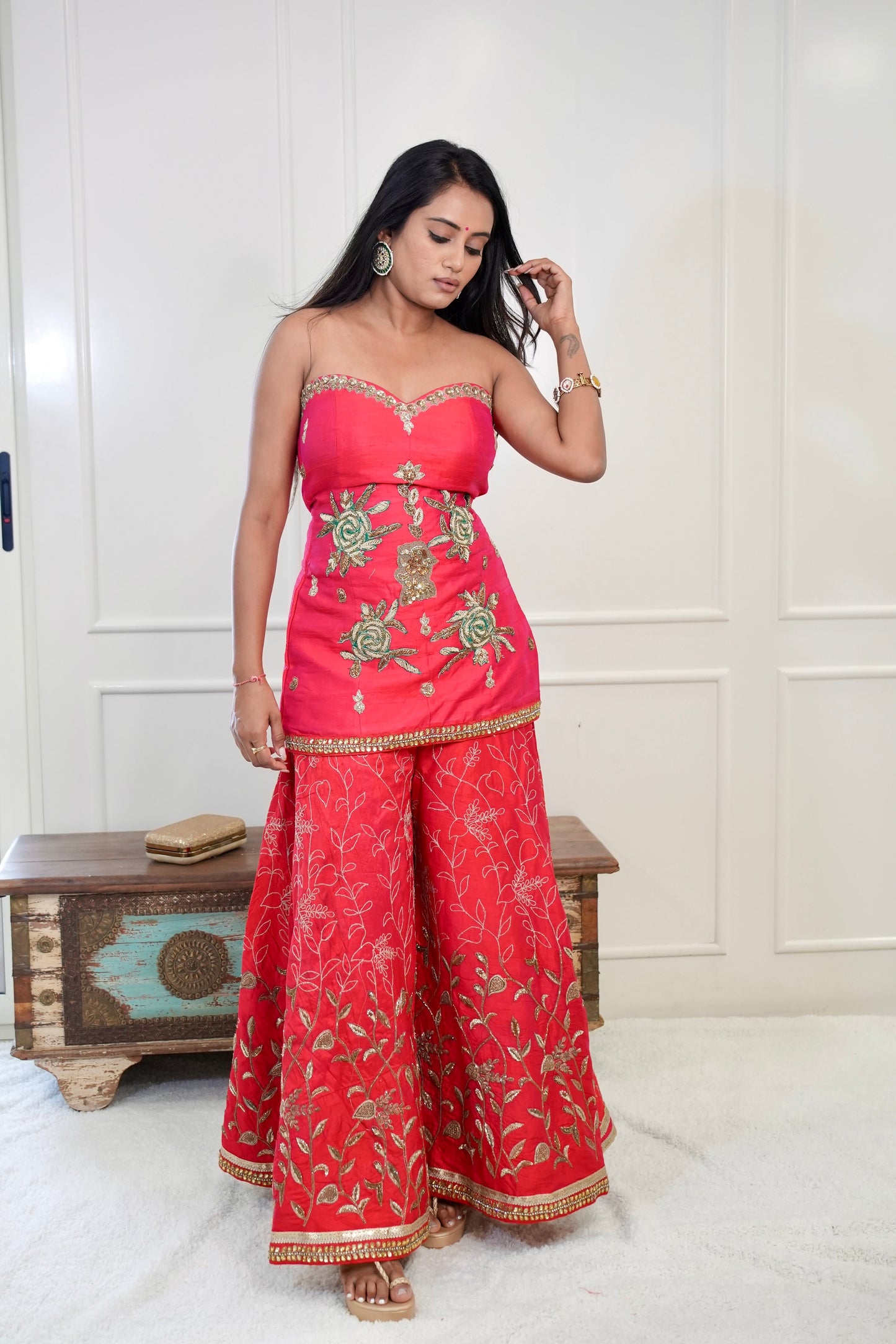 Scarlet Red Plazzo Kurta Set