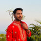 Red Heavy Kasab Embroidery Kurta