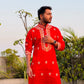Red Heavy Kasab Embroidery Kurta