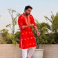 Red Heavy Kasab Embroidery Kurta