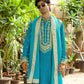 Cadet Blue Zardosi Work Kurta And Dupatta