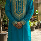 Cadet Blue Zardosi Work Kurta And Dupatta