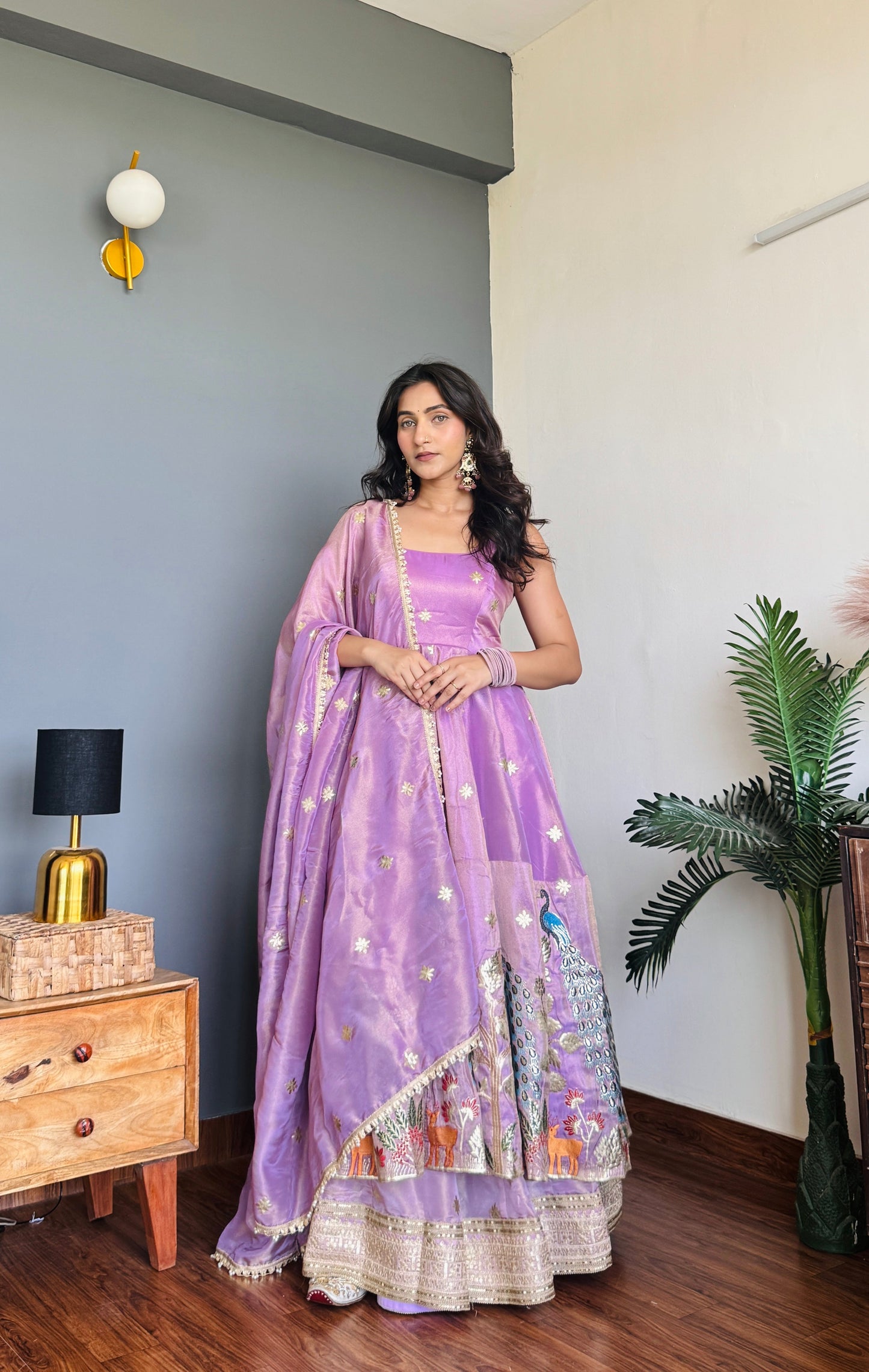 Lilac Purple Peacock Anarkali
