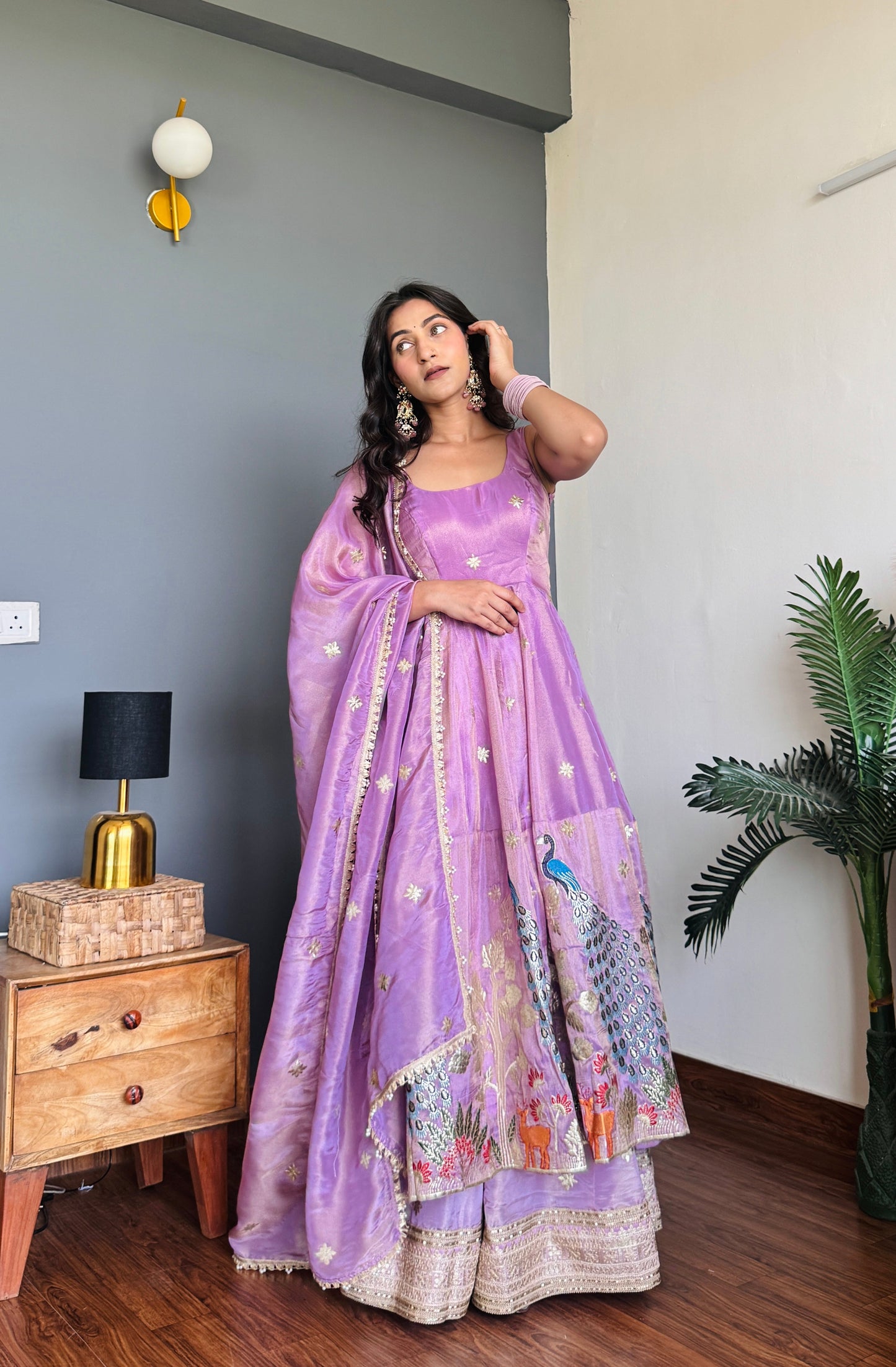 Lilac Purple Peacock Anarkali