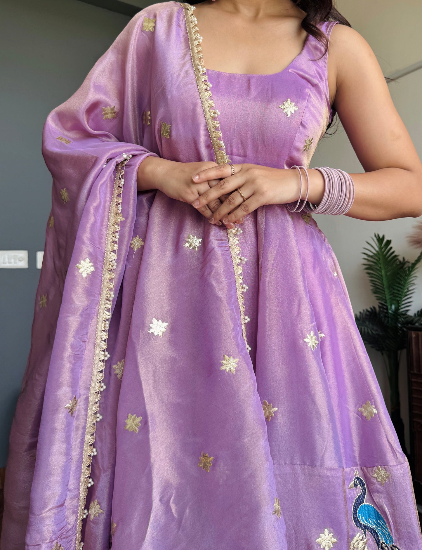Lilac Purple Peacock Anarkali