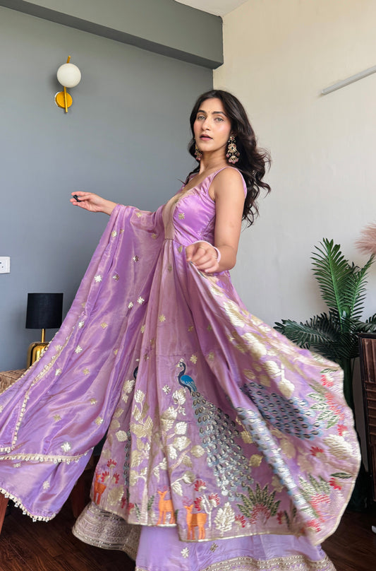 Lilac Purple Peacock Anarkali
