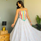 White Multi Embroidery Corset with Skirt