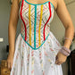 White Multi Embroidery Corset with Skirt