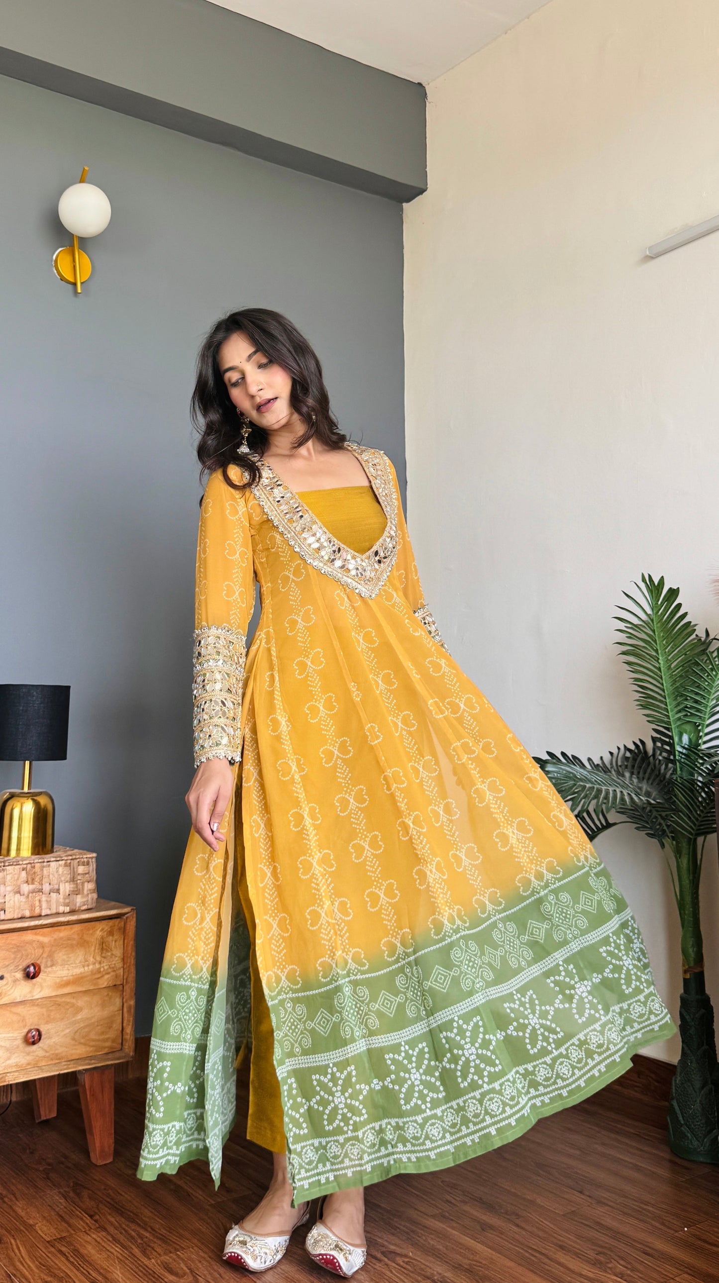 Lime Pistachio Mirro Kurta Pant