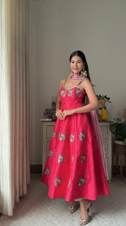 Orchid Flower Anarkali