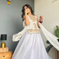 White Coral Gold Embriodery Lehanga choli with Dupatta