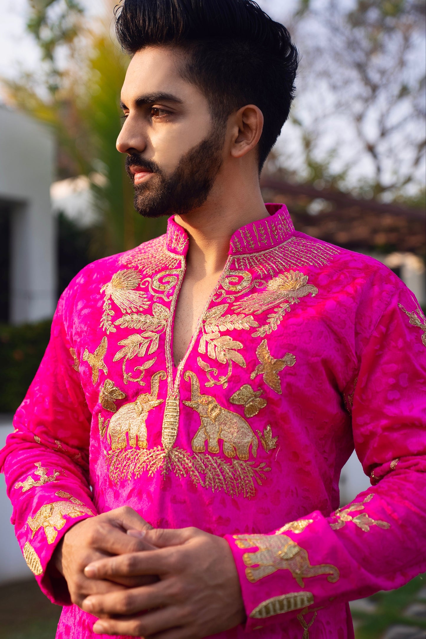 Rani Pink Hathi Ghoda Kurta