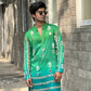 Trendy Chartreuse Ombré Kurta with Mirror Details