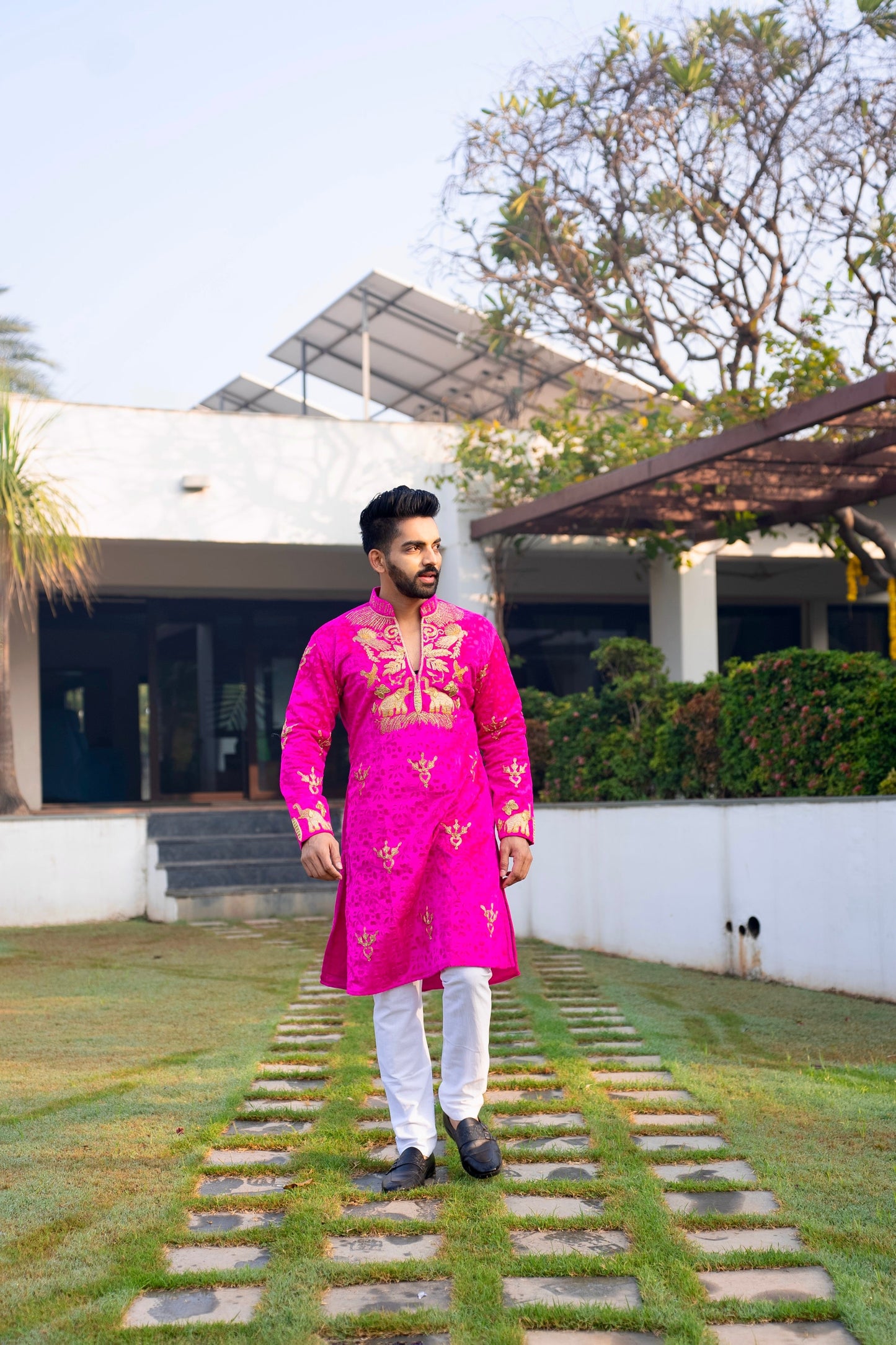 Rani Pink Hathi Ghoda Kurta