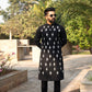 Soul Black white Embroidery Silk Kurta