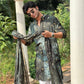 Unique Green-Indigo Shibori Kurta with Mirror Details
