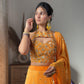 Bright Yellow Embellished Georgette Lehenga