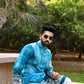 Process Blue Batic Gold Embriodery Kurta