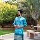Process Blue Batic Gold Embriodery Kurta