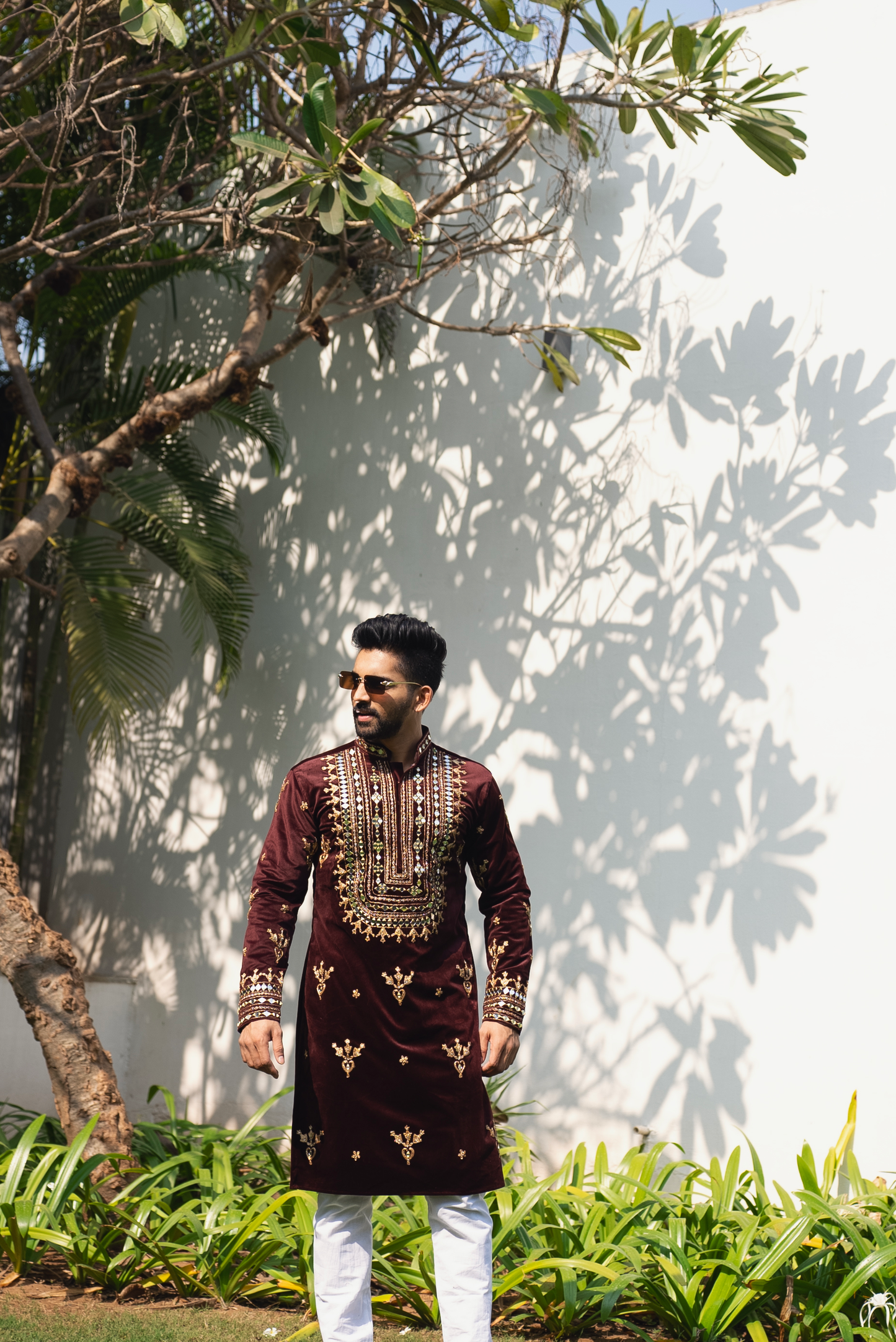 Teracotta Brown Mirror Embrioder Kurta