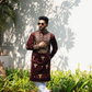 Teracotta Brown Mirror Embrioder Kurta