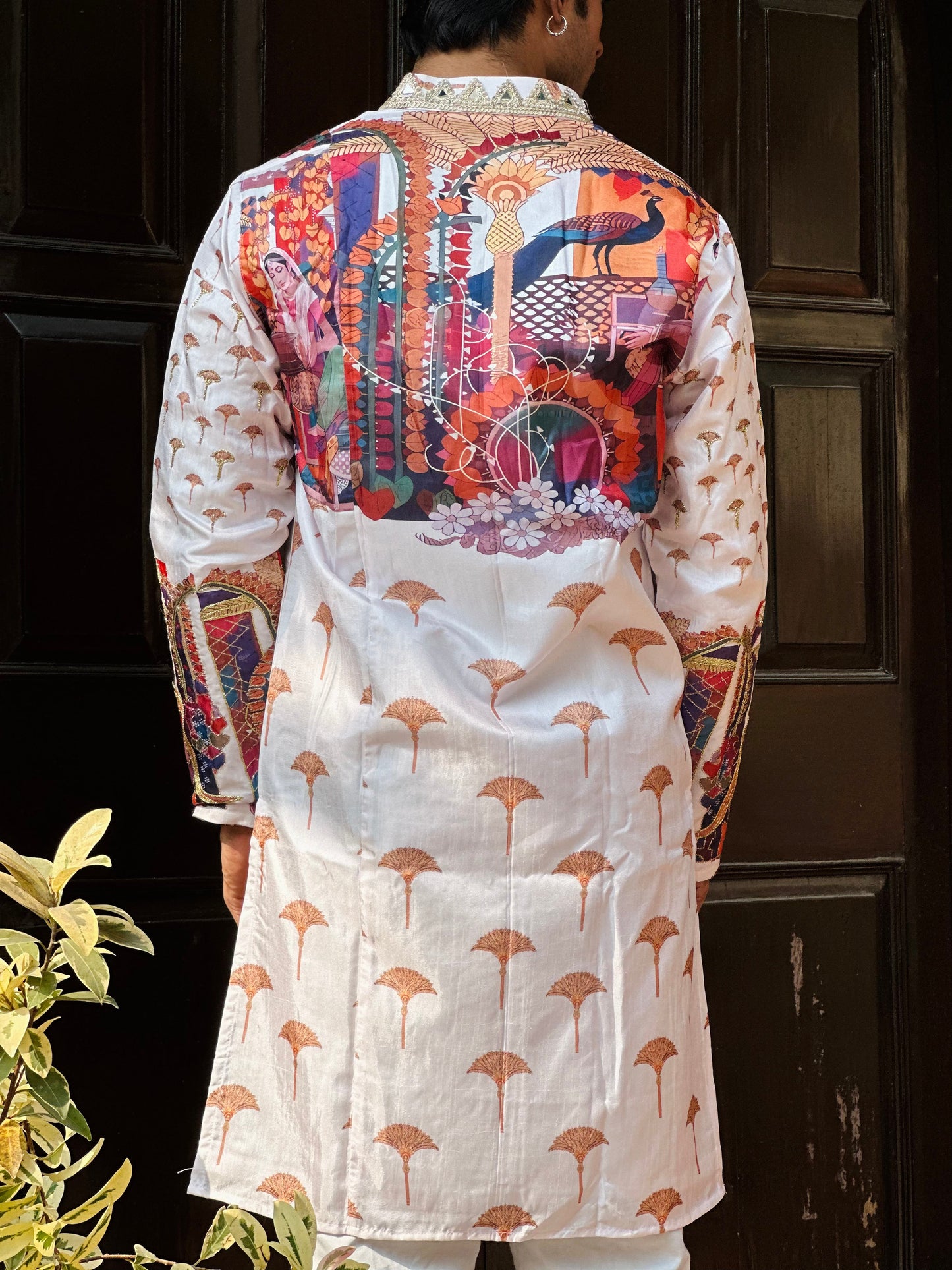 White Kurta with Beautiful Rainbow Embroidery