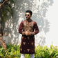 Terracotta Brown Mirror Embroidered Kurta