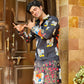 Elegant Black Crape Kurta with Traditional Cow Design Kurta