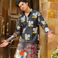 Elegant Black Crape Kurta with Traditional Cow Design Kurta