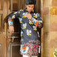 Elegant Black Crape Kurta with Traditional Cow Design Kurta