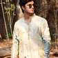 White Peacock Tissue Silk Kurta