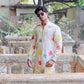 White Multi Flower Embroidered Tissue Kurta