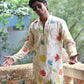 White Multi Flower Embroidered Tissue Kurta