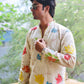 White Multi Flower Embroidered Tissue Kurta