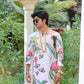 Jacquard Check Floral Print kurta with Mirror Border