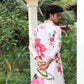 Jacquard Check Floral Print kurta with Mirror Border