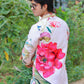 Jacquard Check Floral Print kurta with Mirror Border