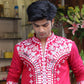 Scarlet Red Mirror Kurta with Dupatta