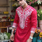 Scarlet Red Mirror Kurta