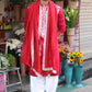 Scarlet Red Mirror Kurta with Dupatta