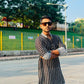 Black Kurta with White Linings and Exquisite Embroidery