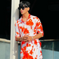 Orange Rayon Batik Mirror Kurta