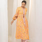 Yellow Floral Printed Anarkali Suit with Exquisite Border - Pant and Dupatta Included