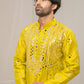Green Raw Silk Mirror Kurta