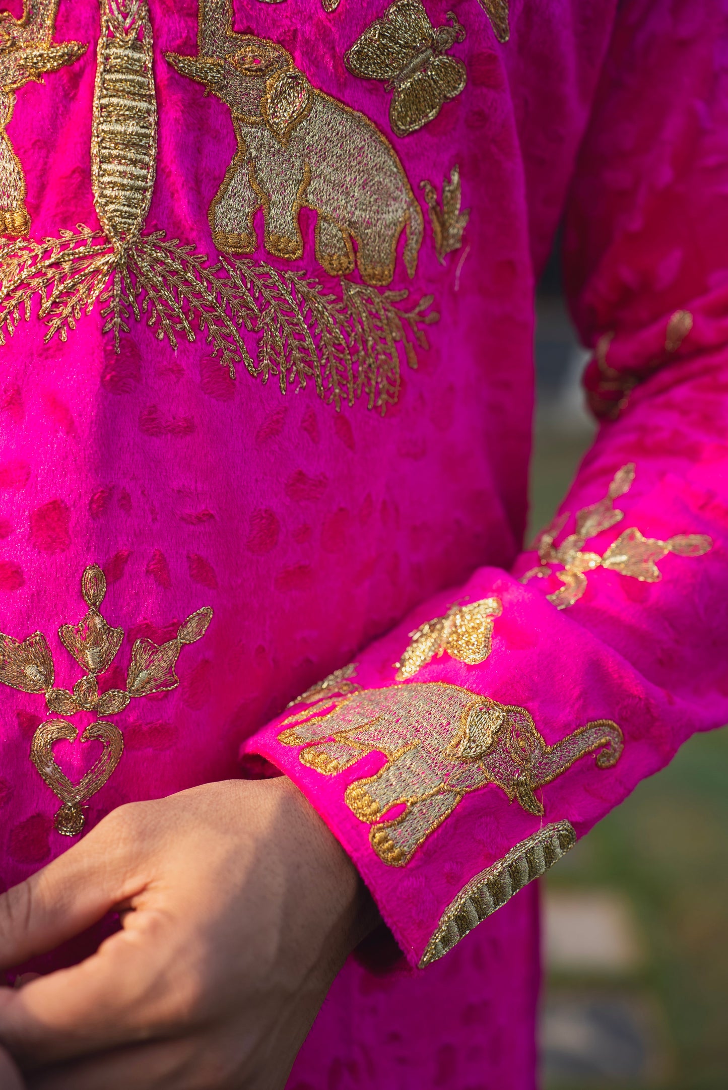 Rani Pink Hathi Ghoda Kurta