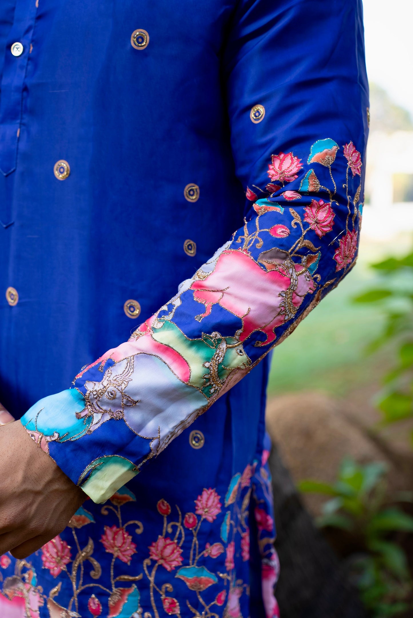 Purple Cattle Embroidered Kurta