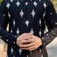 Soul Black white Embroidery Silk Kurta